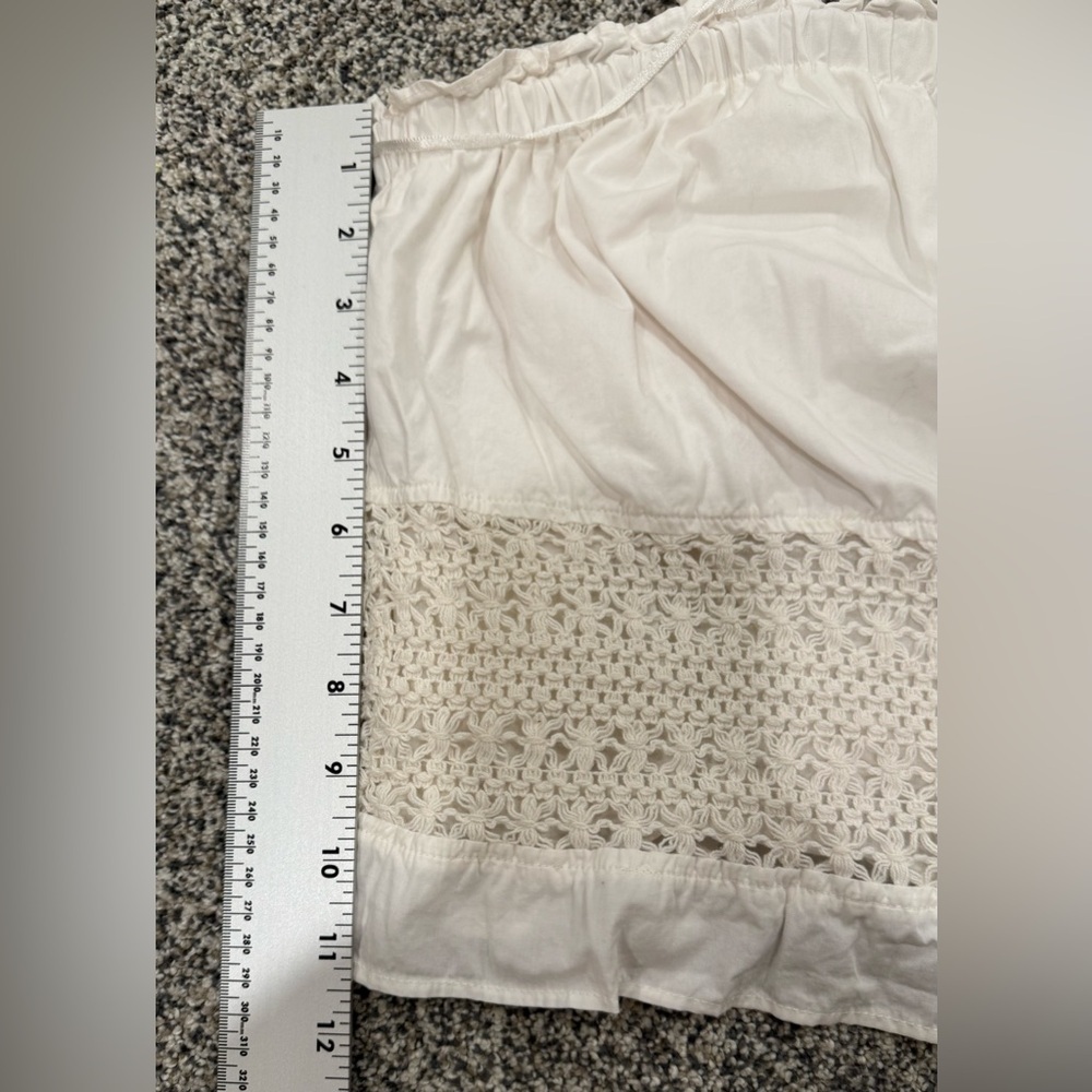CeCe White Smocked Open Knit Accent Ruffled Crop Camisole Size XL - Picture 11 of 11